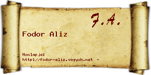 Fodor Aliz névjegykártya